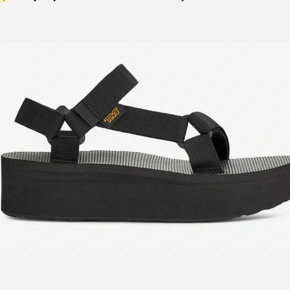 TEVA Flatform Universal Sandal Strappy Velcro Black Size 11 NEW - Picture 1 of 16